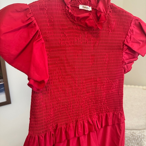 Chic Red Ruffled Mini Dress - Picture 3 of 5